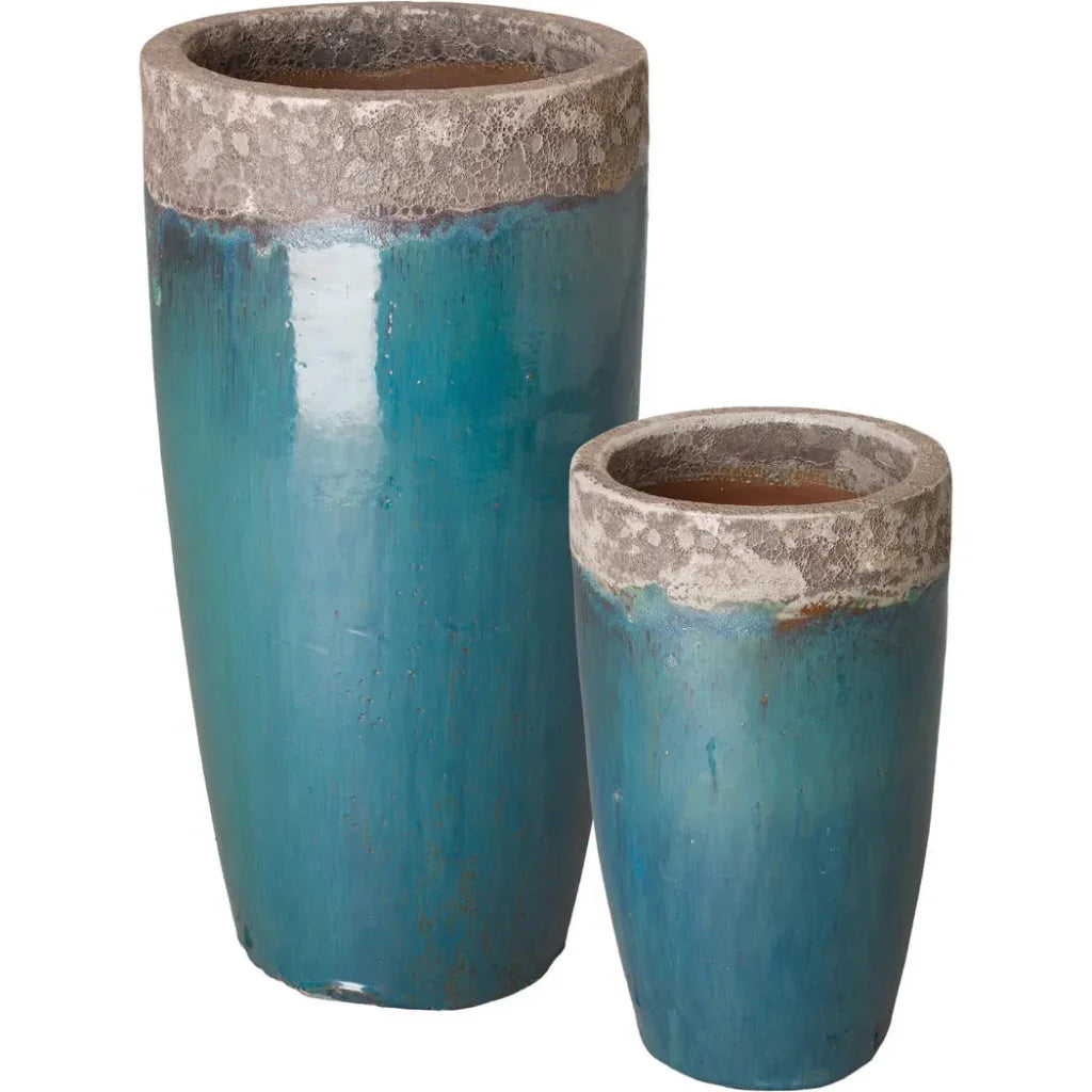 Weather Resistant Tall Round Ceramic Planter - LOOMLAN - Emissary - Planters