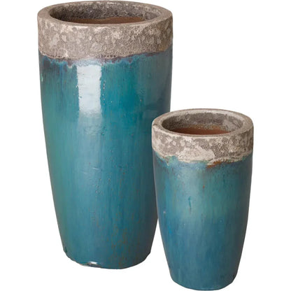 Weather Resistant Tall Round Ceramic Planter - LOOMLAN - Emissary - Planters