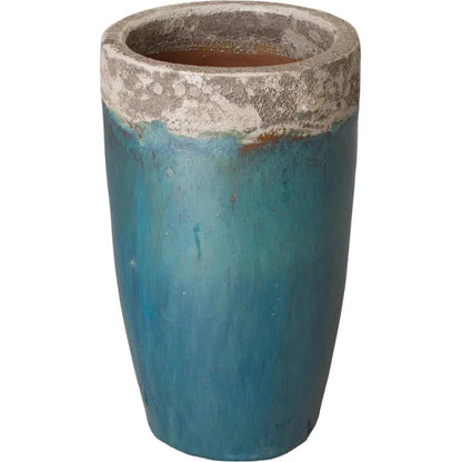 Weather Resistant Tall Round Ceramic Planter