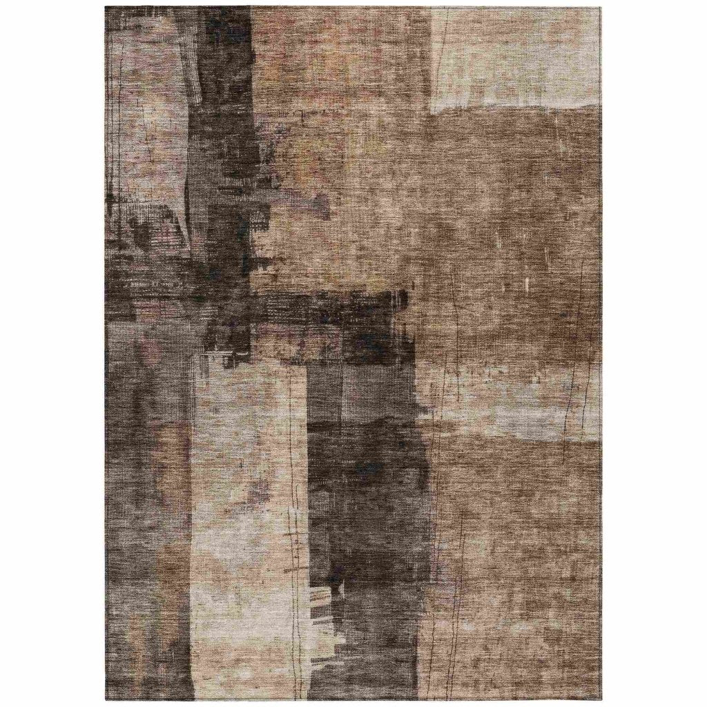 LOOMLAN Rugs Weavira Brown Washable Indoor-Outdoor Rug