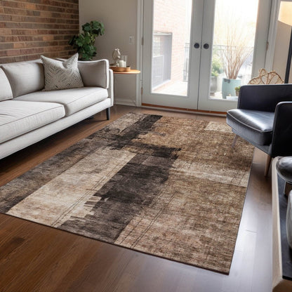 LOOMLAN Rugs Weavira Brown Washable Indoor-Outdoor Rug