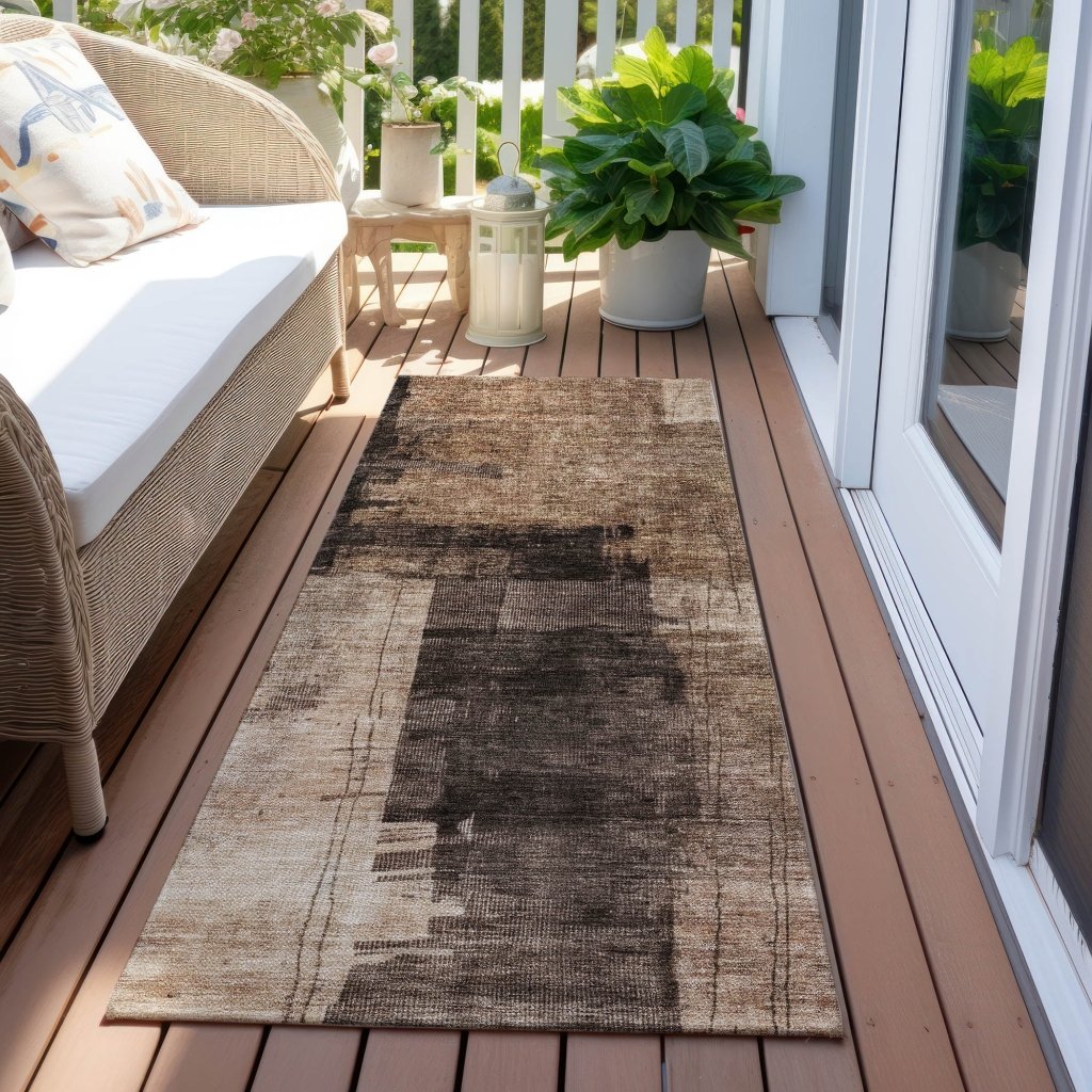 LOOMLAN Rugs Weavira Brown Washable Indoor-Outdoor Rug