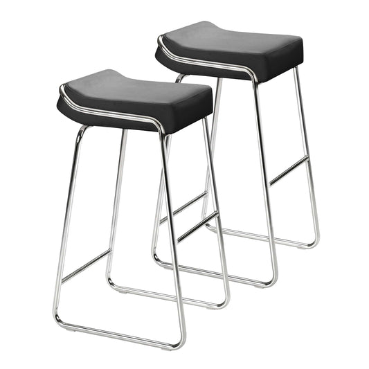 Wedge Barstool (Set of 2) Black - Sideboards and Things Back Type_With Back, Color_Black, Color_Silver, Depth_10-20, Finish_Polished, Height_30-40, Materials_Metal, Materials_Upholstery, Metal Type_Steel, Number of Pieces_2PC Set, Product Type_Bar Height, Upholstery Type_Leather, Upholstery Type_Vegan Leather, Width_10-20