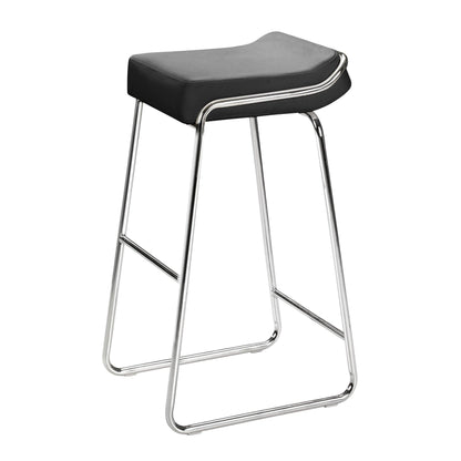 Wedge Barstool (Set of 2) Black - Sideboards and Things Back Type_With Back, Color_Black, Color_Silver, Depth_10-20, Finish_Polished, Height_30-40, Materials_Metal, Materials_Upholstery, Metal Type_Steel, Number of Pieces_2PC Set, Product Type_Bar Height, Upholstery Type_Leather, Upholstery Type_Vegan Leather, Width_10-20