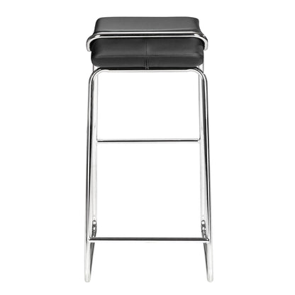 Wedge Barstool (Set of 2) Black - Sideboards and Things Back Type_With Back, Color_Black, Color_Silver, Depth_10-20, Finish_Polished, Height_30-40, Materials_Metal, Materials_Upholstery, Metal Type_Steel, Number of Pieces_2PC Set, Product Type_Bar Height, Upholstery Type_Leather, Upholstery Type_Vegan Leather, Width_10-20