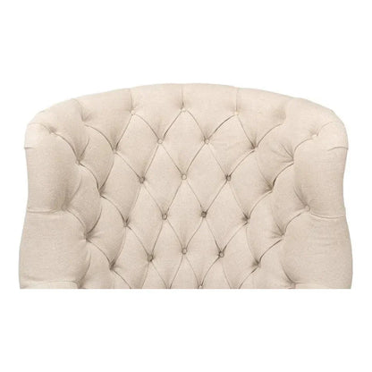 Welsh Beige Wing Accent Chair Linen, Burlap, Leather - LOOMLAN - Sarreid - Accent Chairs