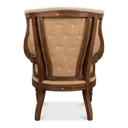 Welsh Beige Wing Accent Chair Linen, Burlap, Leather - LOOMLAN - Sarreid - Accent Chairs
