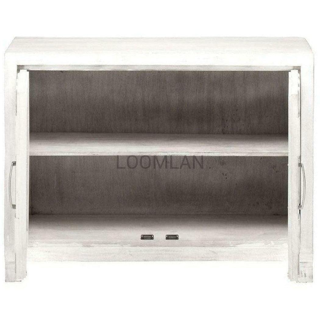 White Accent Cabinet Small Sideboard Hand Carved Door - Sideboards and Things Brand_LOOMLAN Home, Color_White, Features_Handmade, Features_Handmade/Handcarved, Features_Repurposed Materials, Features_With Drawers, Finish_Chrome, Finish_Whitewashed, Height_30-40, Legs Material_Wood, Materials_Metal, Materials_Wood, Metal Type_Chrome, Metal Type_Steel, Shelf Material_Wood, Width_40-50, Wood Species_Mango