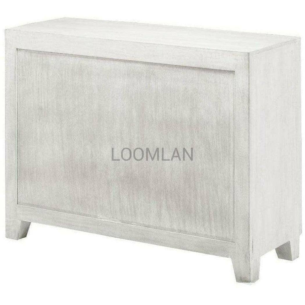 White Accent Cabinet Small Sideboard Hand Carved Door - Sideboards and Things Brand_LOOMLAN Home, Color_White, Features_Handmade, Features_Handmade/Handcarved, Features_Repurposed Materials, Features_With Drawers, Finish_Chrome, Finish_Whitewashed, Height_30-40, Legs Material_Wood, Materials_Metal, Materials_Wood, Metal Type_Chrome, Metal Type_Steel, Shelf Material_Wood, Width_40-50, Wood Species_Mango