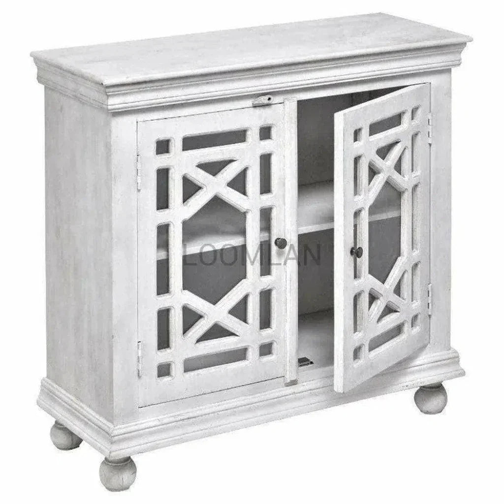LOOMLAN Lidia Wood White Accent Cabinet