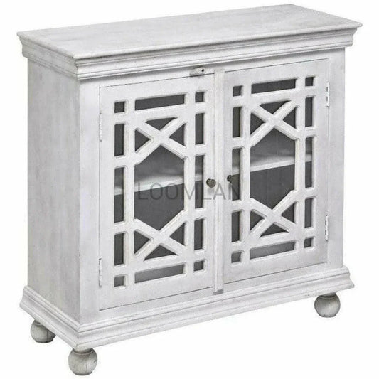 LOOMLAN Lidia Wood White Accent Cabinet