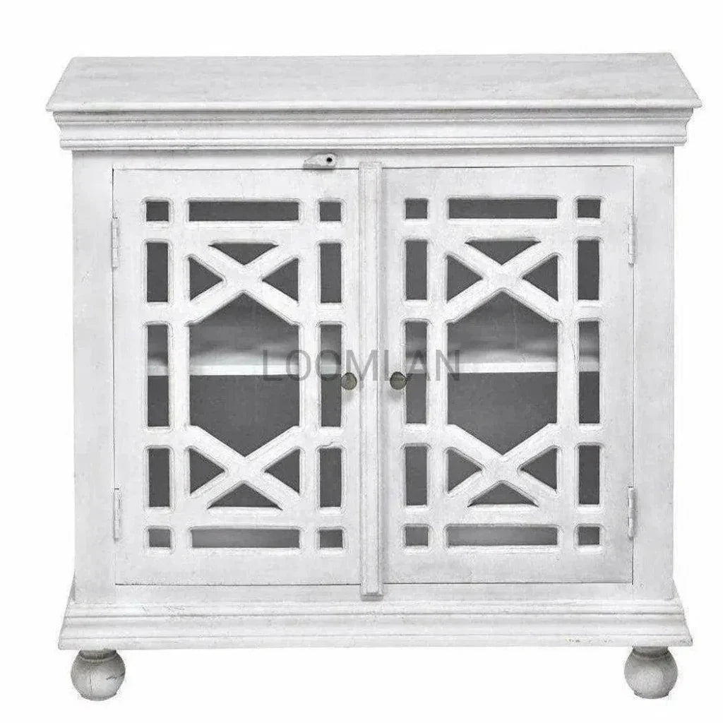 LOOMLAN Lidia Wood White Accent Cabinet