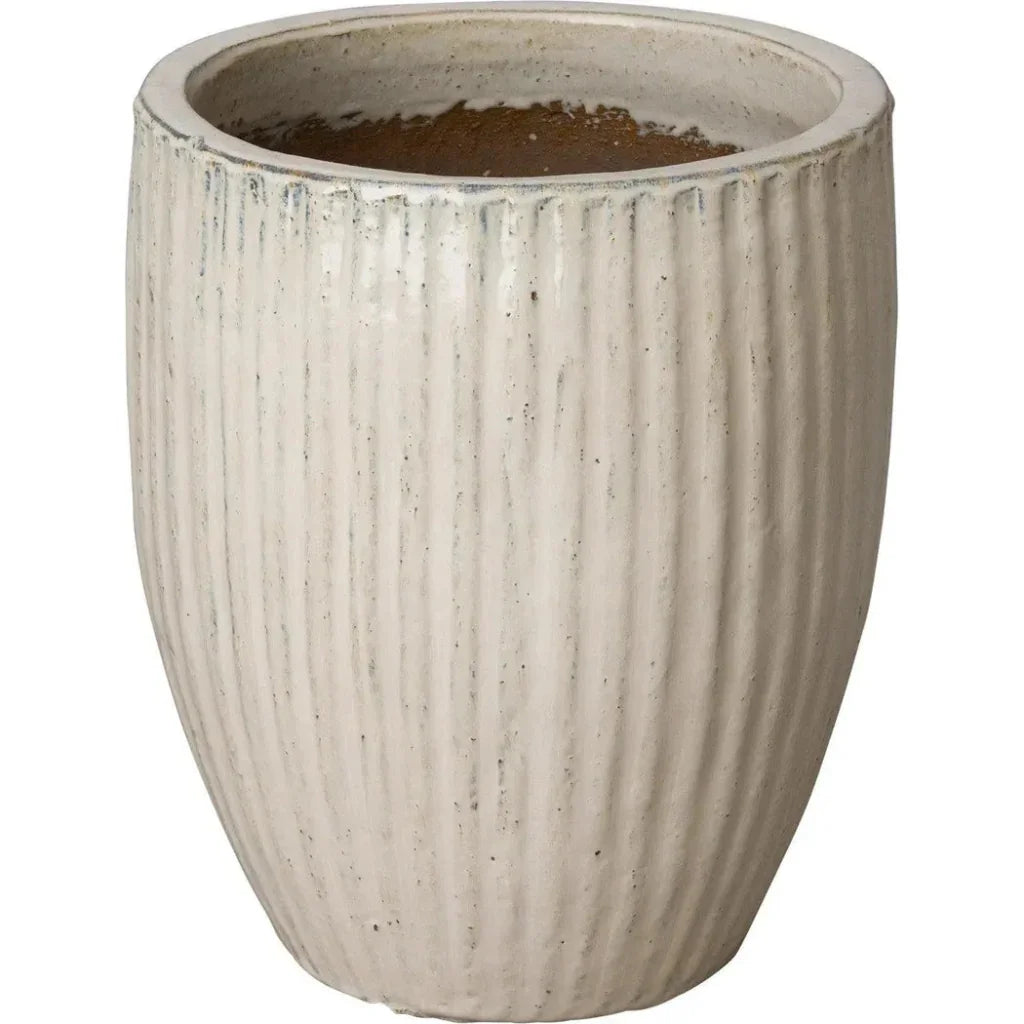 White Handcrafted Ceramic Round Planter - LOOMLAN - Emissary - Planters