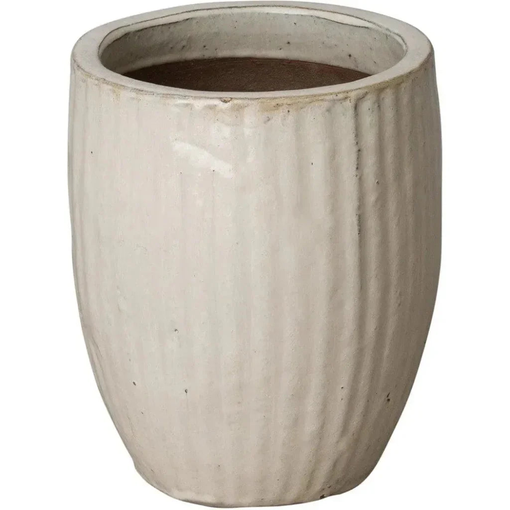 White Handcrafted Ceramic Round Planter