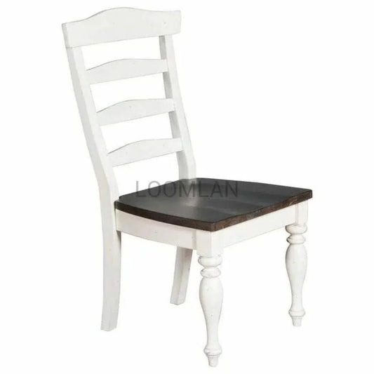 Sunny D White Ladderback Wooden Seat Dining Chair Set of 2
