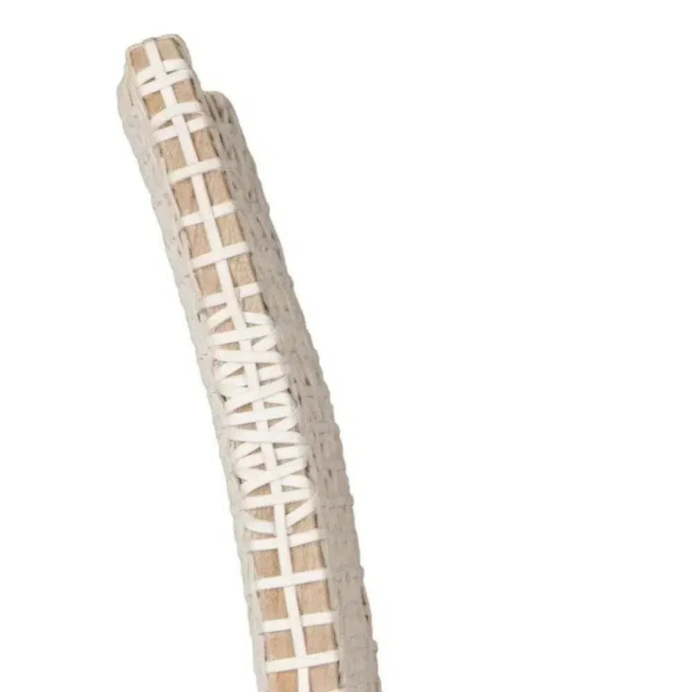 White Leather Woven Lulua Dining Chair Teak Wood - LOOMLAN - Artesia - Dining Chairs