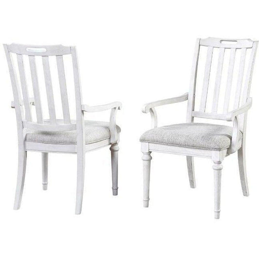 White Two-Tone Wooden Slat Back Arm Chair (set of 2) - Sideboards and Things Accents_Silver, Accents_Two Tone, Back Type_Slat Back, Back Type_With Back, Brand_Panama Jack, Color_Gray, Color_White, Finish_Antiqued, Finish_Distressed, Finish_Weathered, Finish_Whitewashed, Legs Material_Wood, Number of Pieces_2PC Set, Product Type_Dining Height, Shape_With Arms, Wood Species_Mango