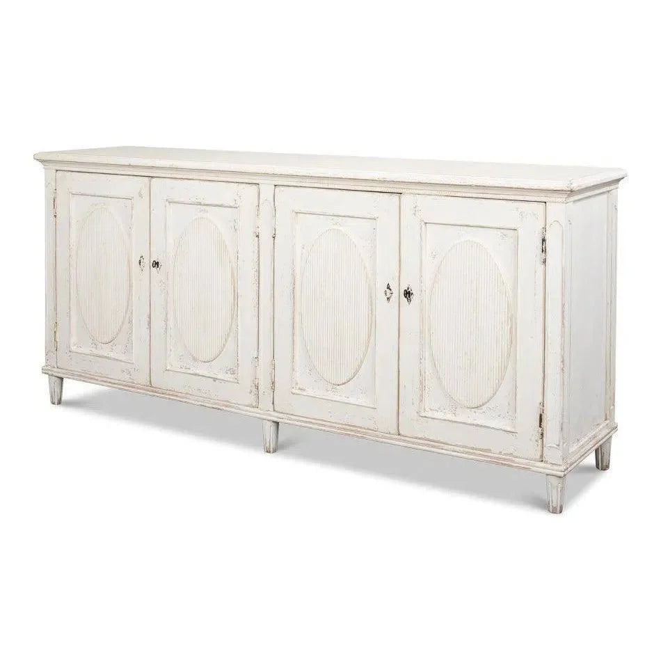 Whitewash Ribbon Sideboard For Living Room - LOOMLAN - Sarreid - Sideboards