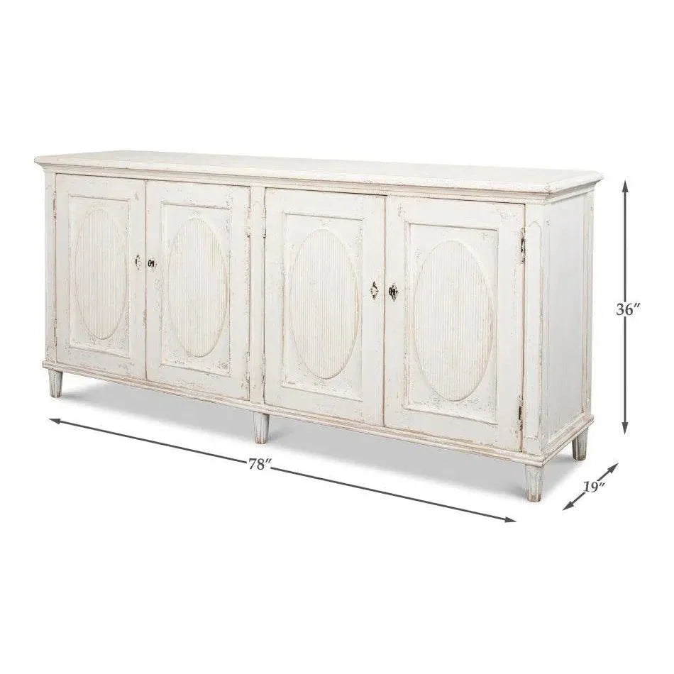 Whitewash Ribbon Sideboard For Living Room - LOOMLAN - Sarreid - Sideboards