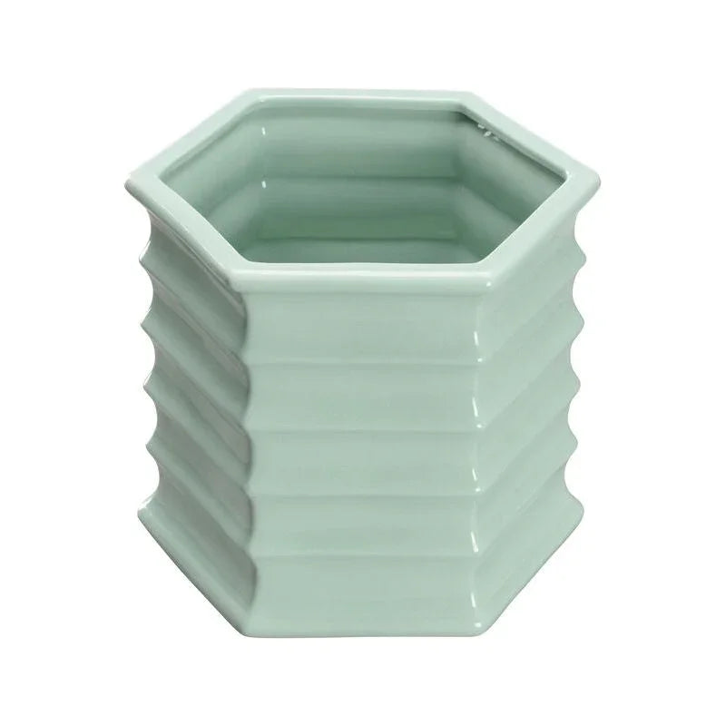 Willow Hexagonal Designed Ceramic Planter - LOOMLAN - Chelsea House - Planters
