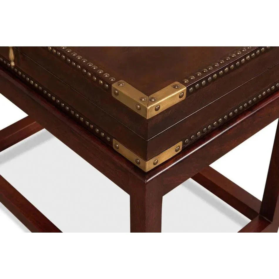 Winchester Box On Stand Leather Accent Cabinet - LOOMLAN - Sarreid - Side Tables