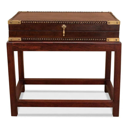 Winchester Box On Stand Leather Accent Cabinet - LOOMLAN - Sarreid - Side Tables