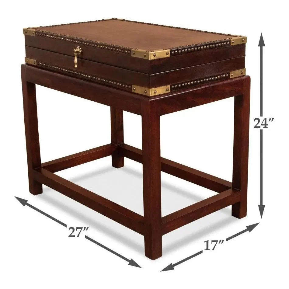 Winchester Box On Stand Leather Accent Cabinet - LOOMLAN - Sarreid - Side Tables