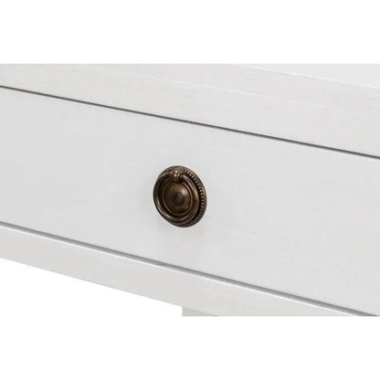 Sarreid Windy Wood White Rectangular Side Table Single Drawer