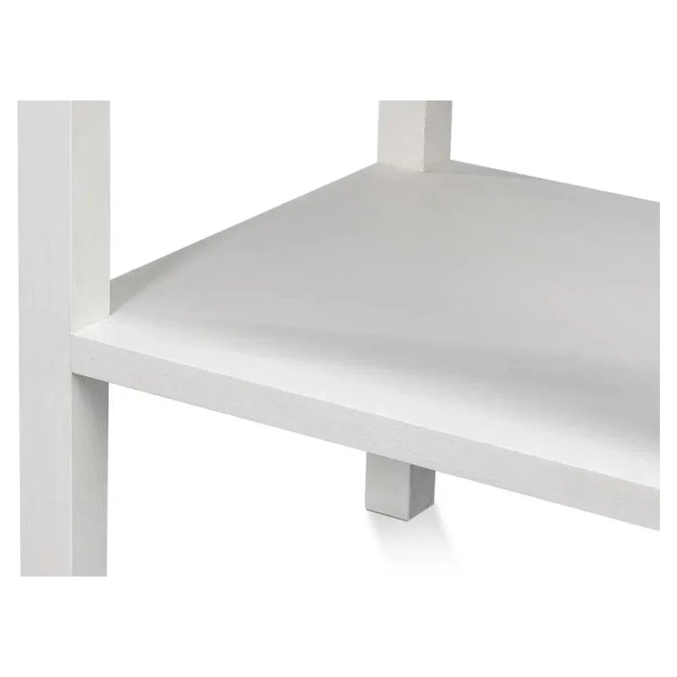 Sarreid Windy Wood White Rectangular Side Table Single Drawer