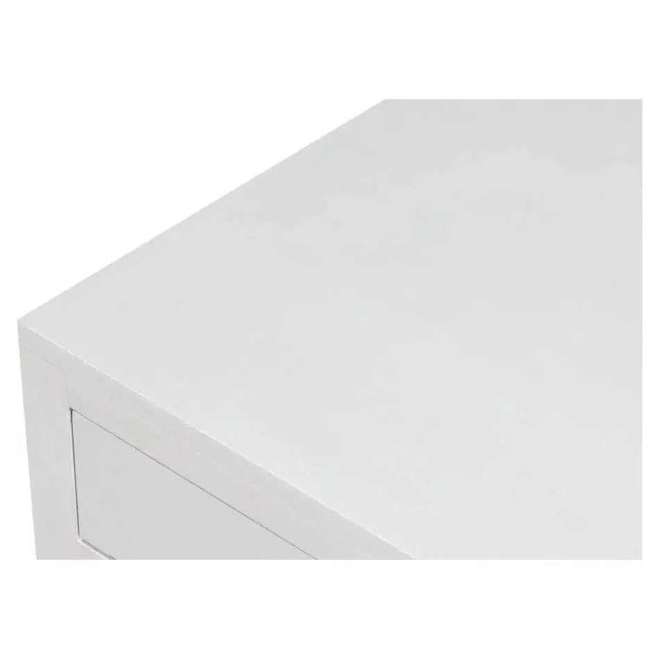 Sarreid Windy Wood White Rectangular Side Table Single Drawer