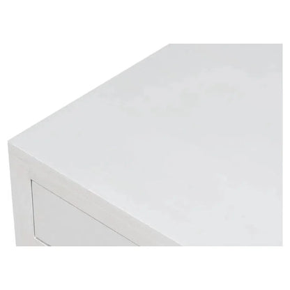 Sarreid Windy Wood White Rectangular Side Table Single Drawer