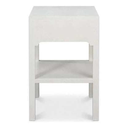Sarreid Windy Wood White Rectangular Side Table Single Drawer