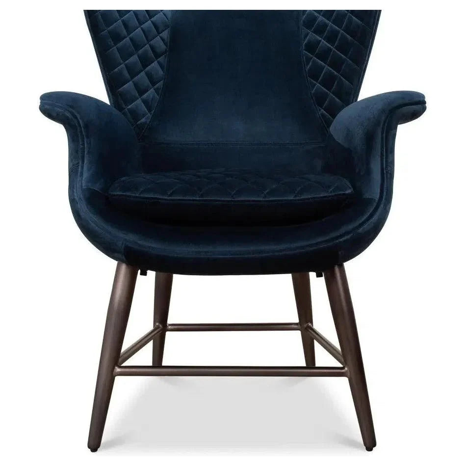 Wings Accent Chair Blue Velvet - Egg Chair - LOOMLAN - Sarreid - Accent Chairs