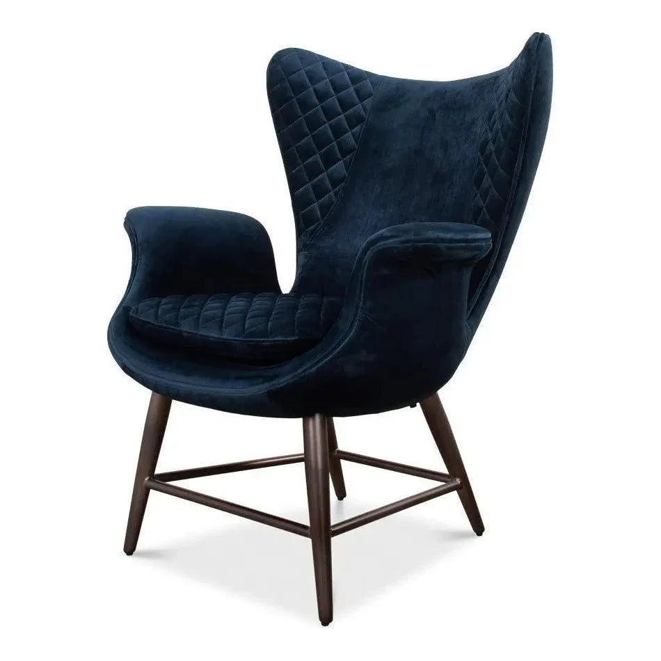 Wings Accent Chair Blue Velvet - Egg Chair - LOOMLAN - Sarreid - Accent Chairs