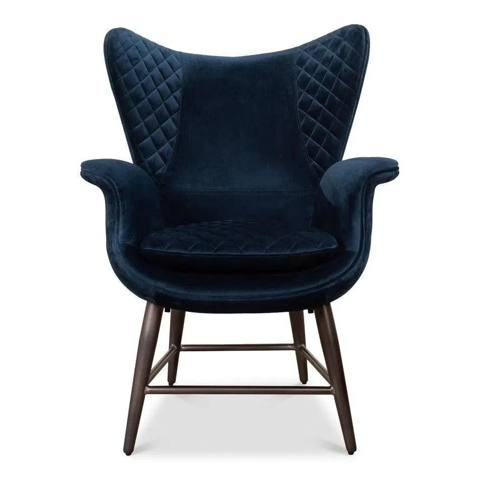 Wings Accent Chair Blue Velvet - Egg Chair - LOOMLAN - Sarreid - Accent Chairs