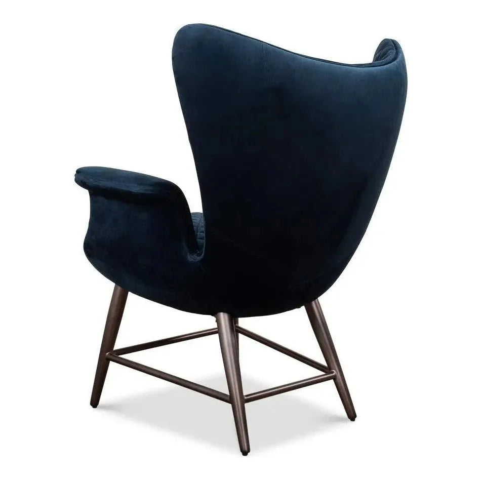 Wings Accent Chair Blue Velvet - Egg Chair - LOOMLAN - Sarreid - Accent Chairs
