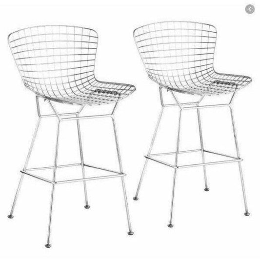 Wire Bar Chair (Set of 2) Chrome - Sideboards and Things Back Type_With Back, Color_Silver, Depth_20-30, Finish_Polished, Height_40-50, Materials_Metal, Metal Type_Steel, Number of Pieces_2PC Set, Product Type_Bar Height, Width_20-30