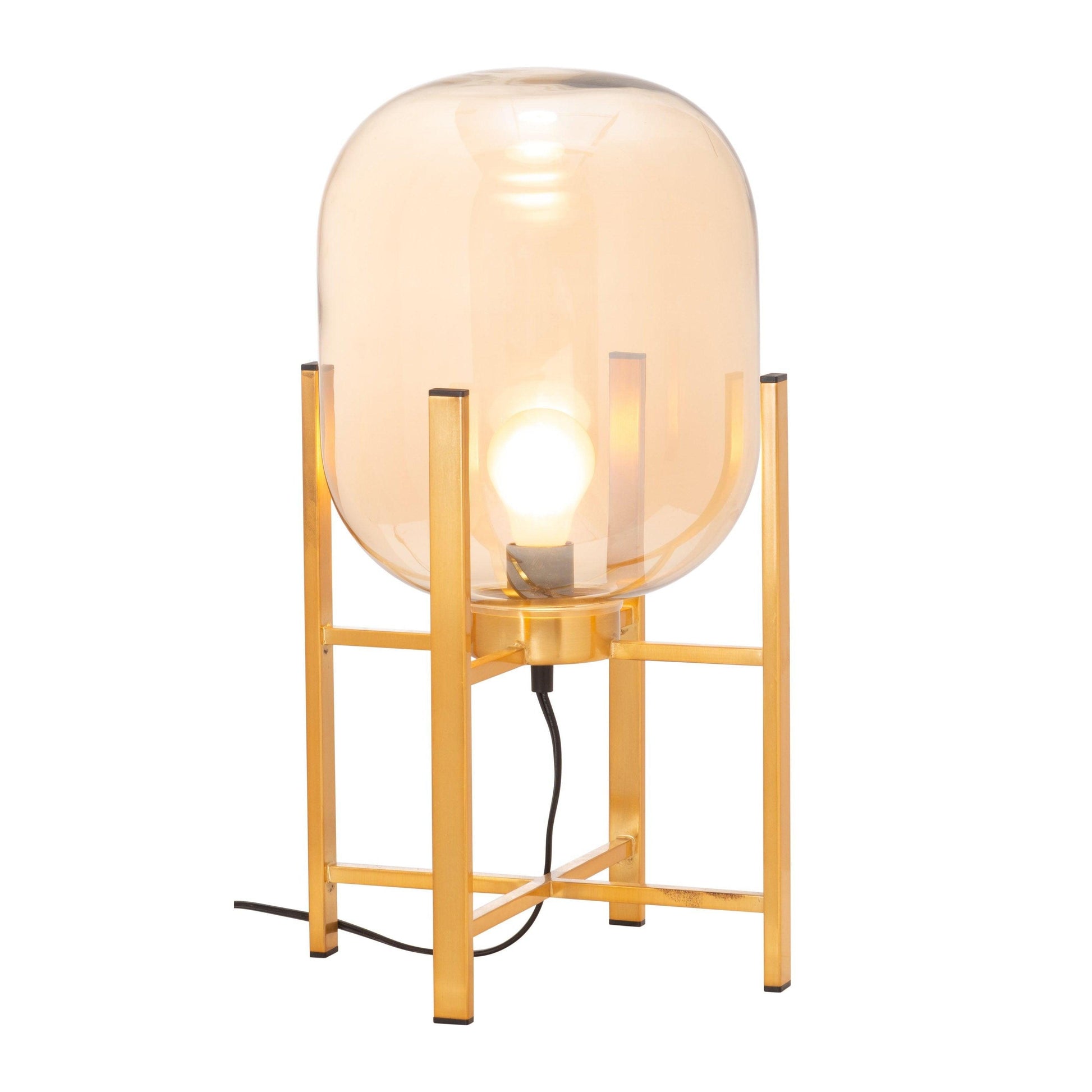 Wonderwall Table Lamp Gold - Sideboards and Things Brand_Zuo Modern, Color_Gold, Depth_10-20, Finish_Polished, Height_20-30, Materials_Glass, Materials_Metal, Metal Type_Steel, Product Type_Table Lamp, Width_10-20