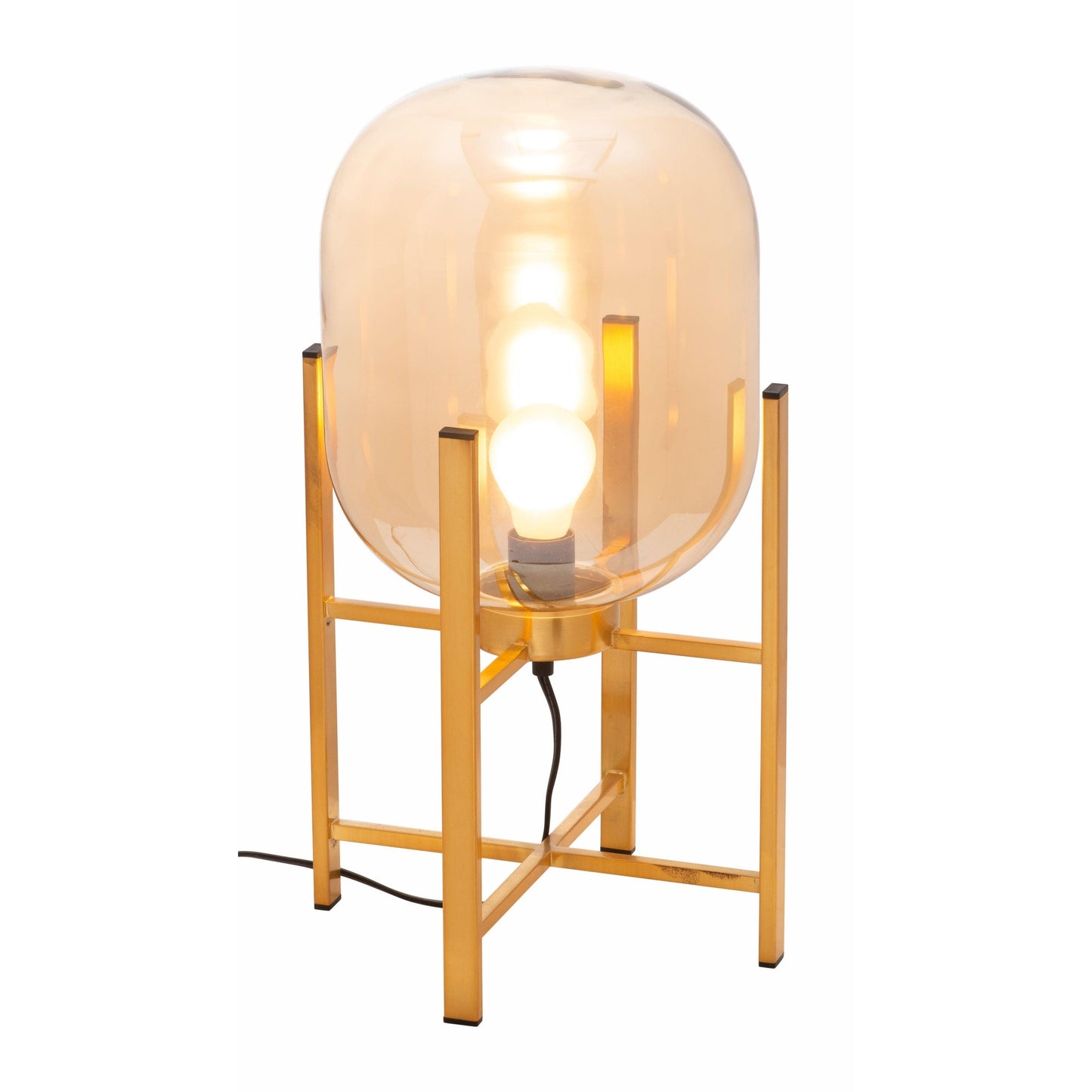 Wonderwall Table Lamp Gold - Sideboards and Things Brand_Zuo Modern, Color_Gold, Depth_10-20, Finish_Polished, Height_20-30, Materials_Glass, Materials_Metal, Metal Type_Steel, Product Type_Table Lamp, Width_10-20