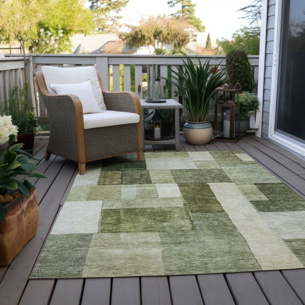 LOOMLAN Rugs Wovari Green Washable Indoor-Outdoor Rug
