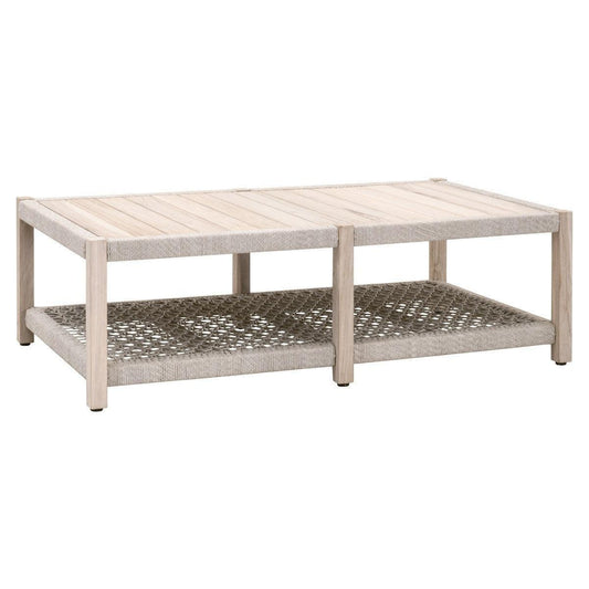 Wrap Outdoor Rectangular Coffee Table With Storage Shelf - Sideboards and Things Brand_Essentials For Living, Color_Natural, Features_Indoor/Outdoor Use, Finish_Natural, Materials_Rope, OUTDOOR, Product Type_Outdoor Coffee Table, Shape_Rectangular, Sustainable, Table Base_Wood, Table Top_Glass, Upholstery Type_Rope, Width_50-60, Wood Species_Teak