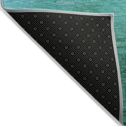 LOOMLAN Rugs Wyrnleaf Teal Washable Indoor-Outdoor Rug