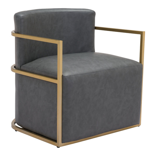 Xander Accent Chair Gray - Sideboards and Things Accents_Gold, Brand_Zuo Modern, Color_Gold, Color_Gray, Finish_Hand Painted, Materials_Metal, Materials_Upholstery, Product Type_Occasional Chair, Upholstery Type_Leather, Upholstery Type_Vegan Leather