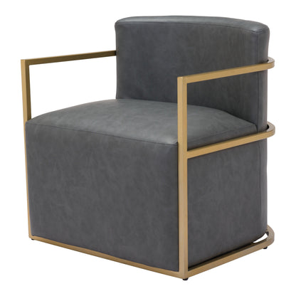 Xander Accent Chair Gray - Sideboards and Things Accents_Gold, Brand_Zuo Modern, Color_Gold, Color_Gray, Finish_Hand Painted, Materials_Metal, Materials_Upholstery, Product Type_Occasional Chair, Upholstery Type_Leather, Upholstery Type_Vegan Leather