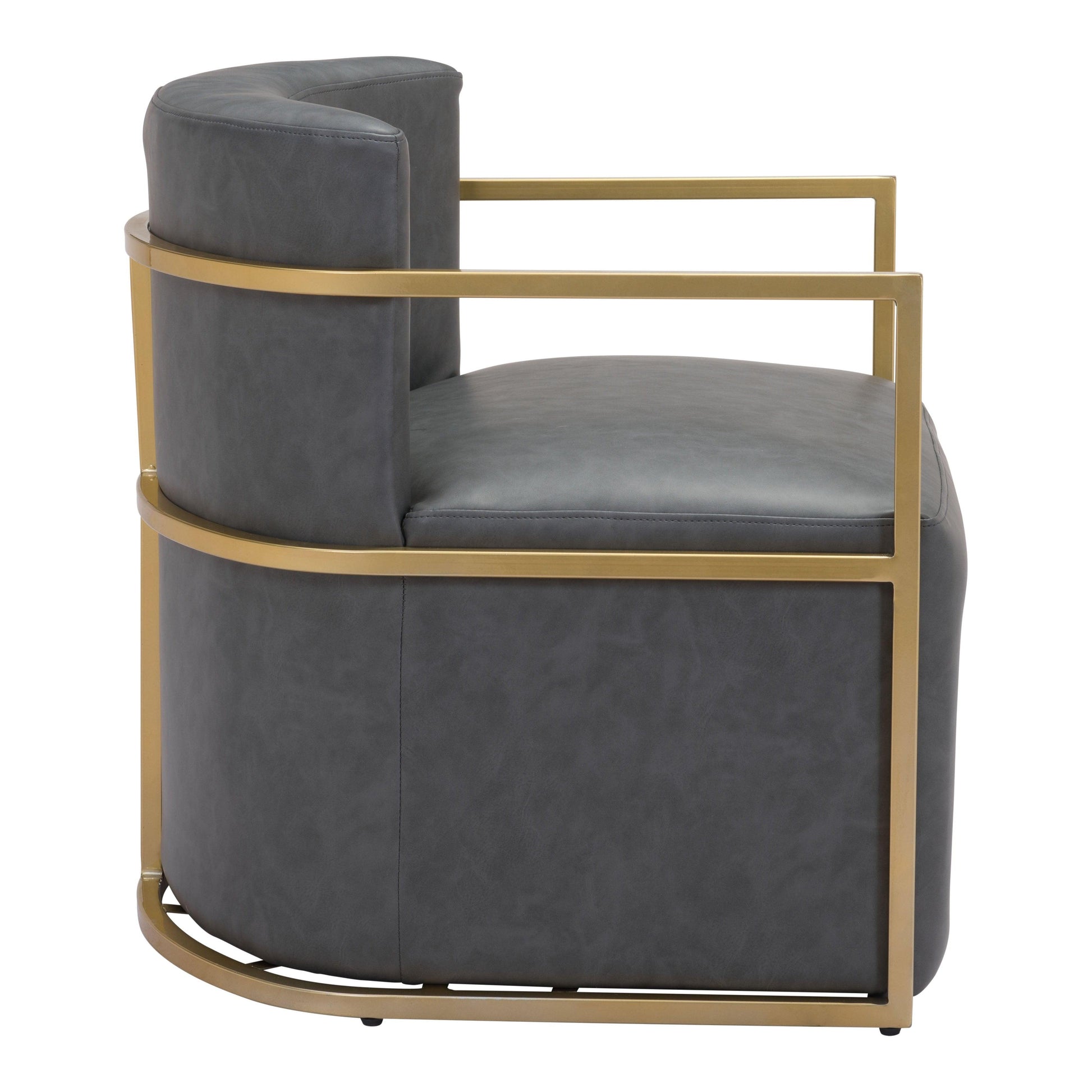 Xander Accent Chair Gray - Sideboards and Things Accents_Gold, Brand_Zuo Modern, Color_Gold, Color_Gray, Finish_Hand Painted, Materials_Metal, Materials_Upholstery, Product Type_Occasional Chair, Upholstery Type_Leather, Upholstery Type_Vegan Leather