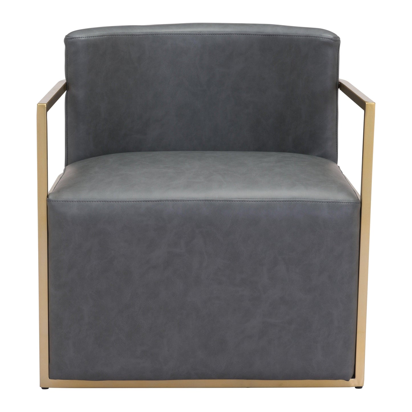 Xander Accent Chair Gray - Sideboards and Things Accents_Gold, Brand_Zuo Modern, Color_Gold, Color_Gray, Finish_Hand Painted, Materials_Metal, Materials_Upholstery, Product Type_Occasional Chair, Upholstery Type_Leather, Upholstery Type_Vegan Leather