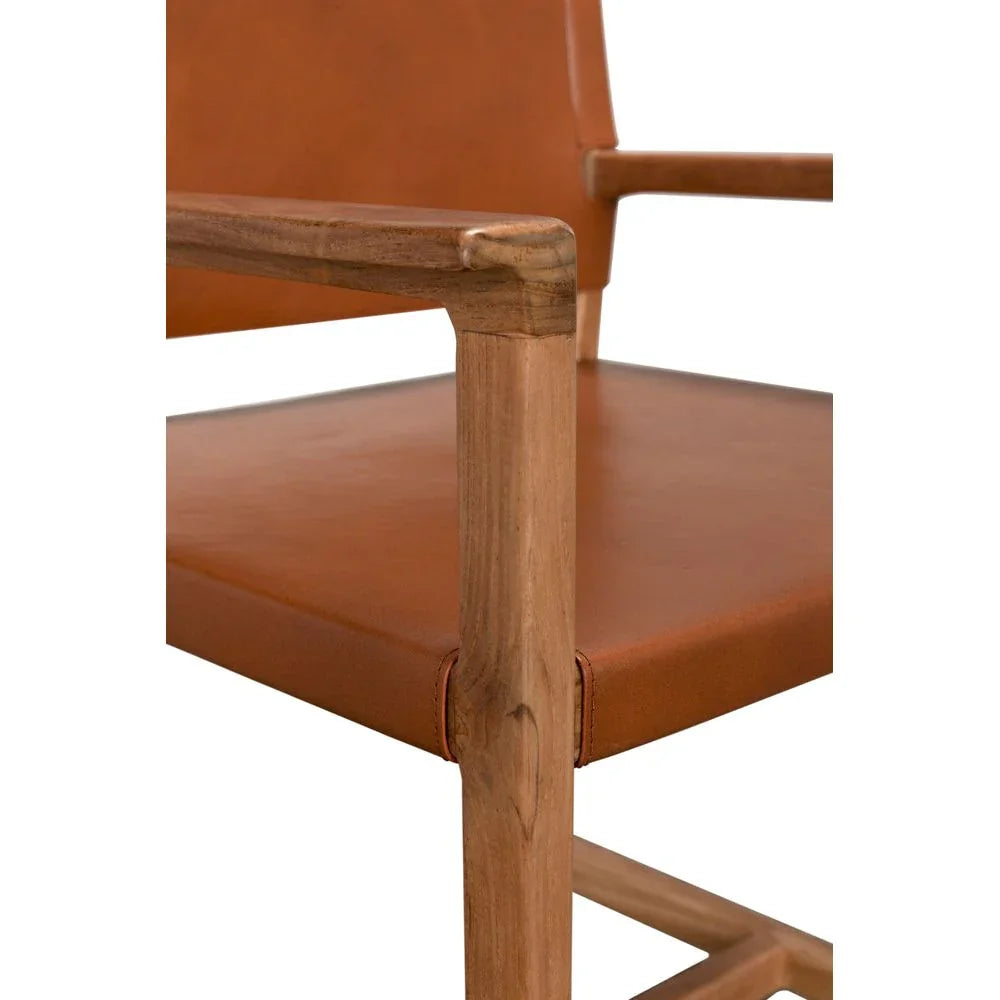 Xavier Tobacco Leather Dining Chair - LOOMLAN - Noir - Dining Chairs