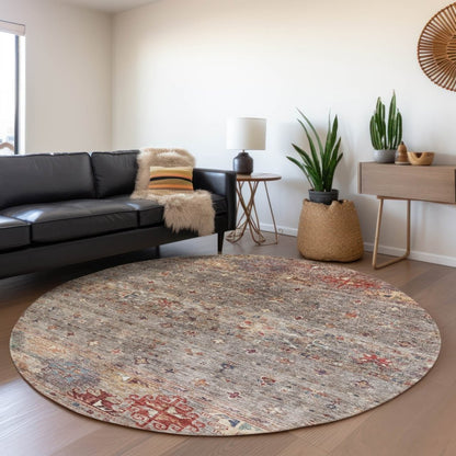 LOOMLAN Rugs Yaniqa Gray Washable Indoor-Outdoor Rug