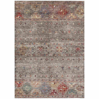 LOOMLAN Rugs Yaniqa Gray Washable Indoor-Outdoor Rug