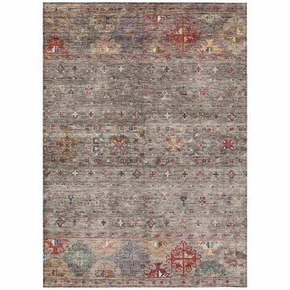 LOOMLAN Rugs Yaniqa Gray Washable Indoor-Outdoor Rug
